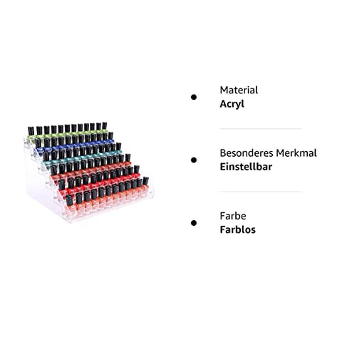 BTremary 6-tier Nagellack Aufbewahrung Organizer Display,Nagellackständer,Nagellack Regal,Acryl-Nagellack-Halter,Hält bis zu 96 Flaschen,parfüm aufbewahrung,Hautpflege-Organizer