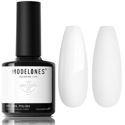 Modelones UV Nagellack Weiß, 15ml 1Pc Gel Shellac Gellack für UV/LED Nagellampe Soak Off Langlebige French Maniküre gelnägel All-MatchStil, Salon & Heimgebrauch Nail Art DIY
