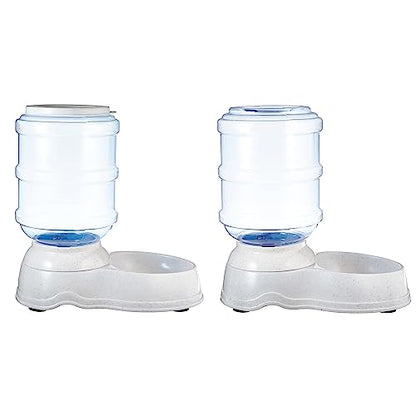 Amazon Basics 2 Stück, Hundefutter- und Wasserspender, Futter- und Wasserspender für Haustiere, Größe S, Klar, Grau