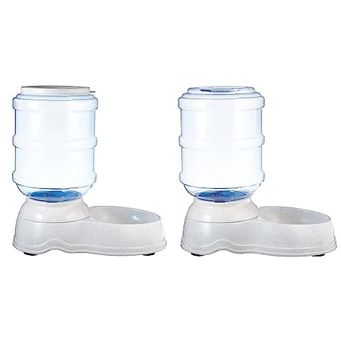 Amazon Basics 2 Stück, Hundefutter- und Wasserspender, Futter- und Wasserspender für Haustiere, Größe S, Klar, Grau