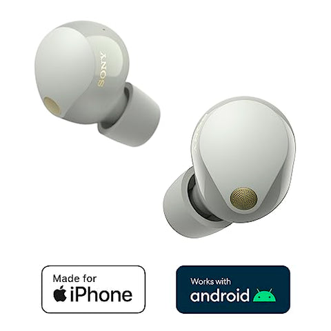 Sony WF-1000XM5 Kabellose Noise Cancelling Kopfhörer, Bluetooth, In-Ear-Kopfhörer, Mikrofon, bis zu 24 Stunden Akkulaufzeit, Schnellladefunktion, IPX4, iOS & Android kompatibel - Silber