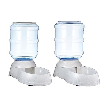 Amazon Basics 2 Stück, Hundefutter- und Wasserspender, Futter- und Wasserspender für Haustiere, Größe S, Klar, Grau