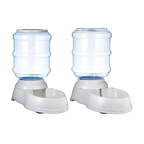 Amazon Basics 2 Stück, Hundefutter- und Wasserspender, Futter- und Wasserspender für Haustiere, Größe S, Klar, Grau