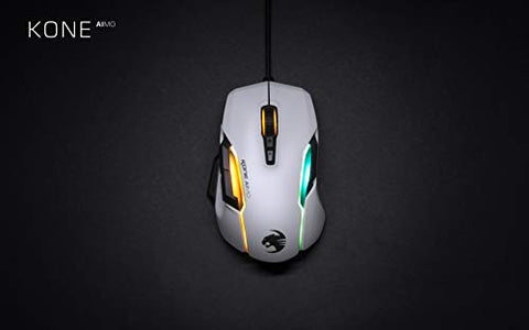 Roccat Kone AIMO Gaming Maus (hohe Präzision, Optischer Owl-Eye Sensor (100 bis 16.000 Dpi), RGB AIMO LED Beleuchtung, 23 programmierbare Tasten, Designt in Deutschland, USB), weiß(remastered)