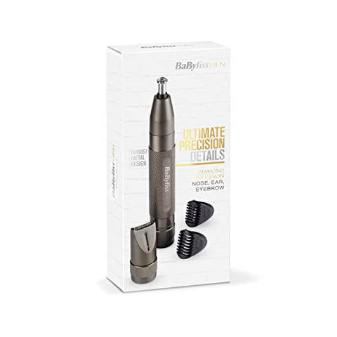BaByliss MEN Diamond Precision 3-in-1, Nasen- & Ohrenhaarschneider, Augenbrauentrimmer, Detailtrimmer, Nasenhaartrimmer, Ohrenhaartrimmer, E110E, 1er Pack
