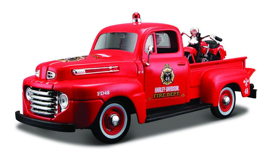 Ford F-1 Pick-Up 1948 Harley Davidson 1/24 rot