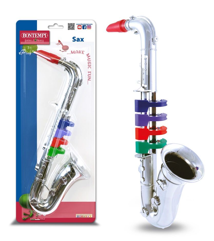 Saxophone, 4 farbige Tasten 36cm, Blister