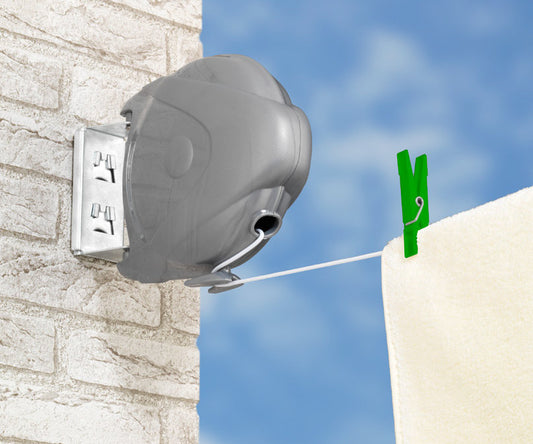 Ausziehbare Wäscheleine Jumbo 15 m grau/weiss