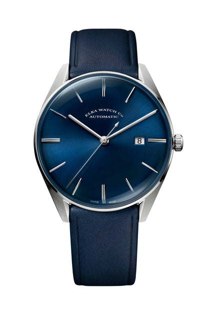 Elka Horloge - Blauw Leren Band Horloge ⌚ D02-0805