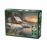 Blockhütte im Winter 1000 Teile