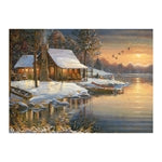 Blockhütte im Winter 1000 Teile