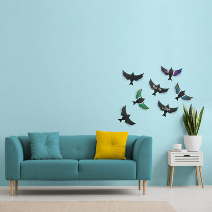 Securit® 3D Wandkreidetafel Silhouette Vogel, 7er-Set, 22x14cm