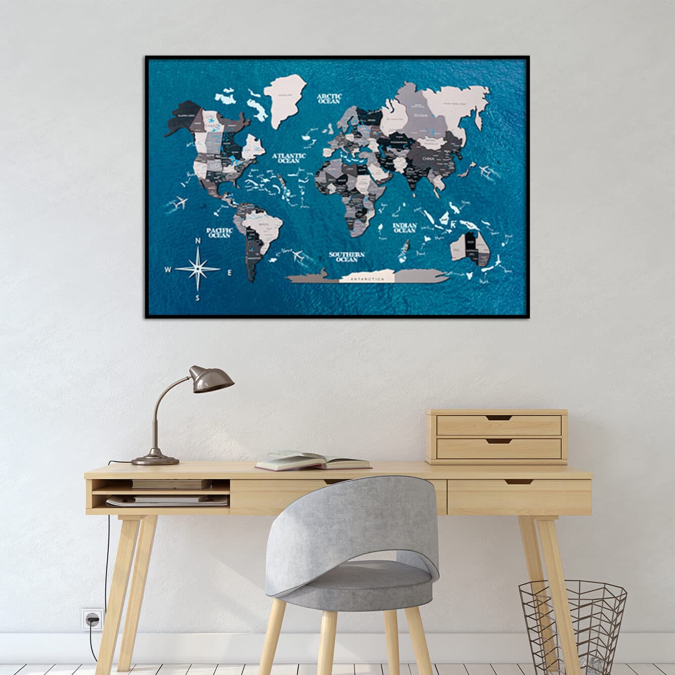 3D panel world map