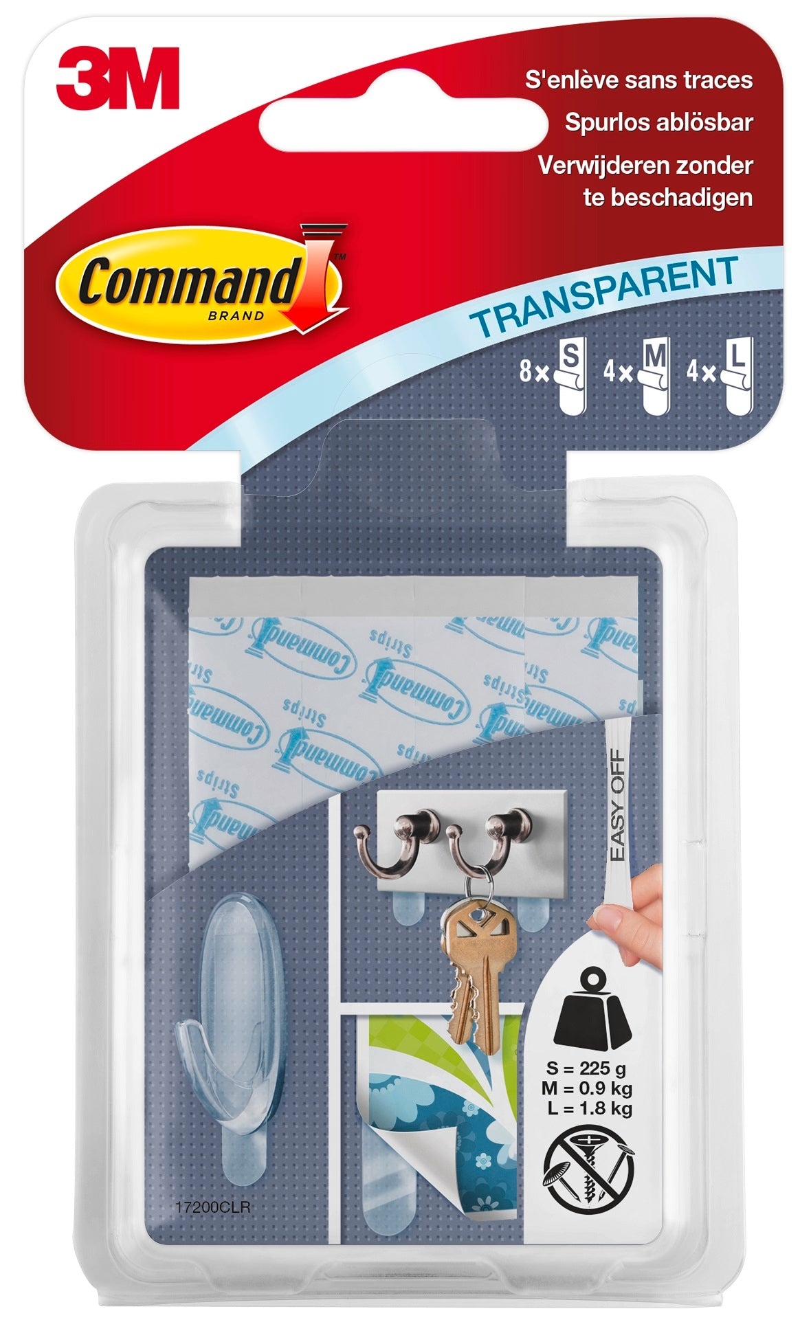 3M Command Strips 17200CLN transparent 16 Stück