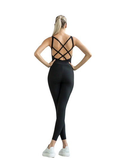2100 Double Cross Jumpsuit in Schwarz