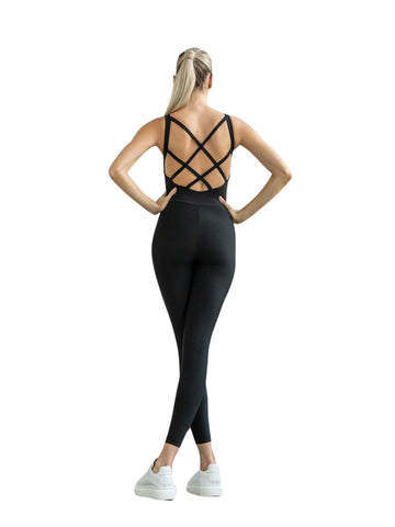 2100 Double Cross Jumpsuit in Schwarz