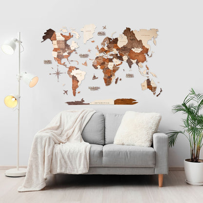 Enjoy The Wood - Multicolor 3D Wooden World Map 🌍 - US Only! -  Decorate Your Home with This Stunning Wooden World Map 🗺️