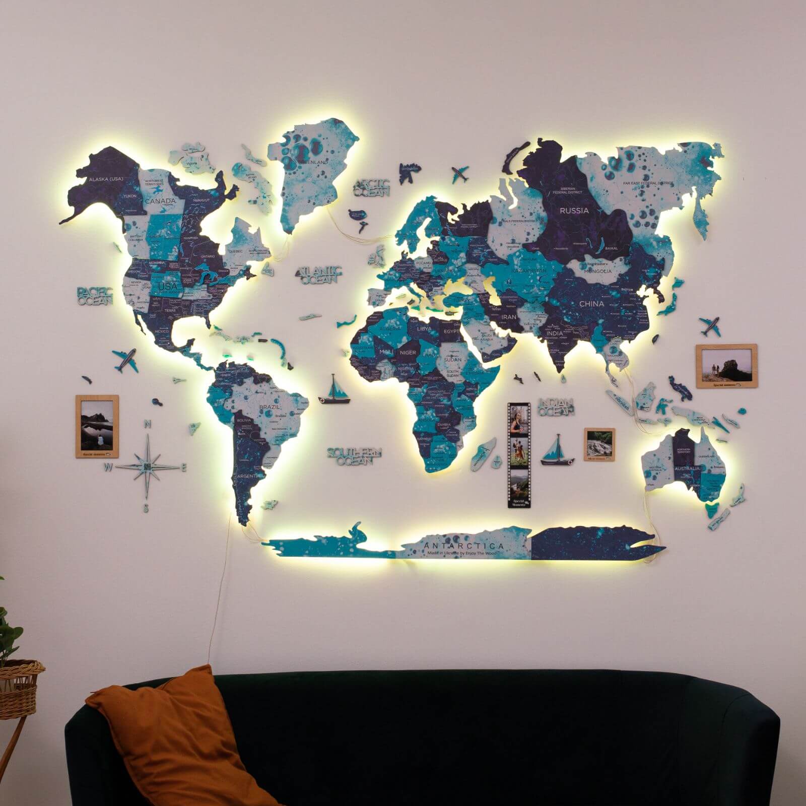 led 3d world map