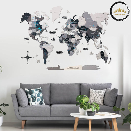 3D wall world map