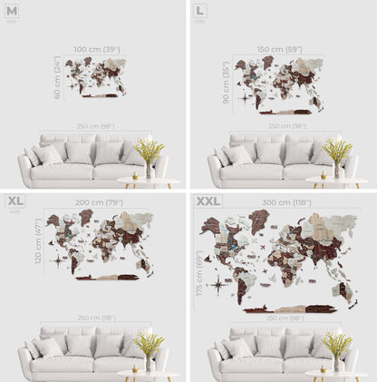 map with magnetic pins for travel