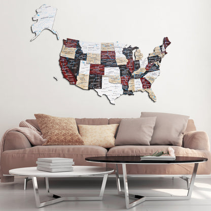 3D Wooden USA Map Black by EnjoyTheWood 