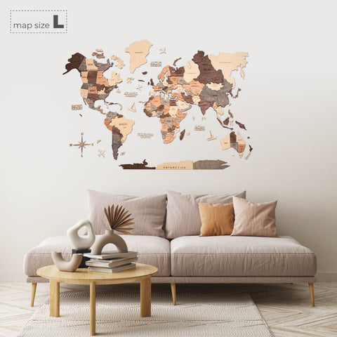 3d wooden world map