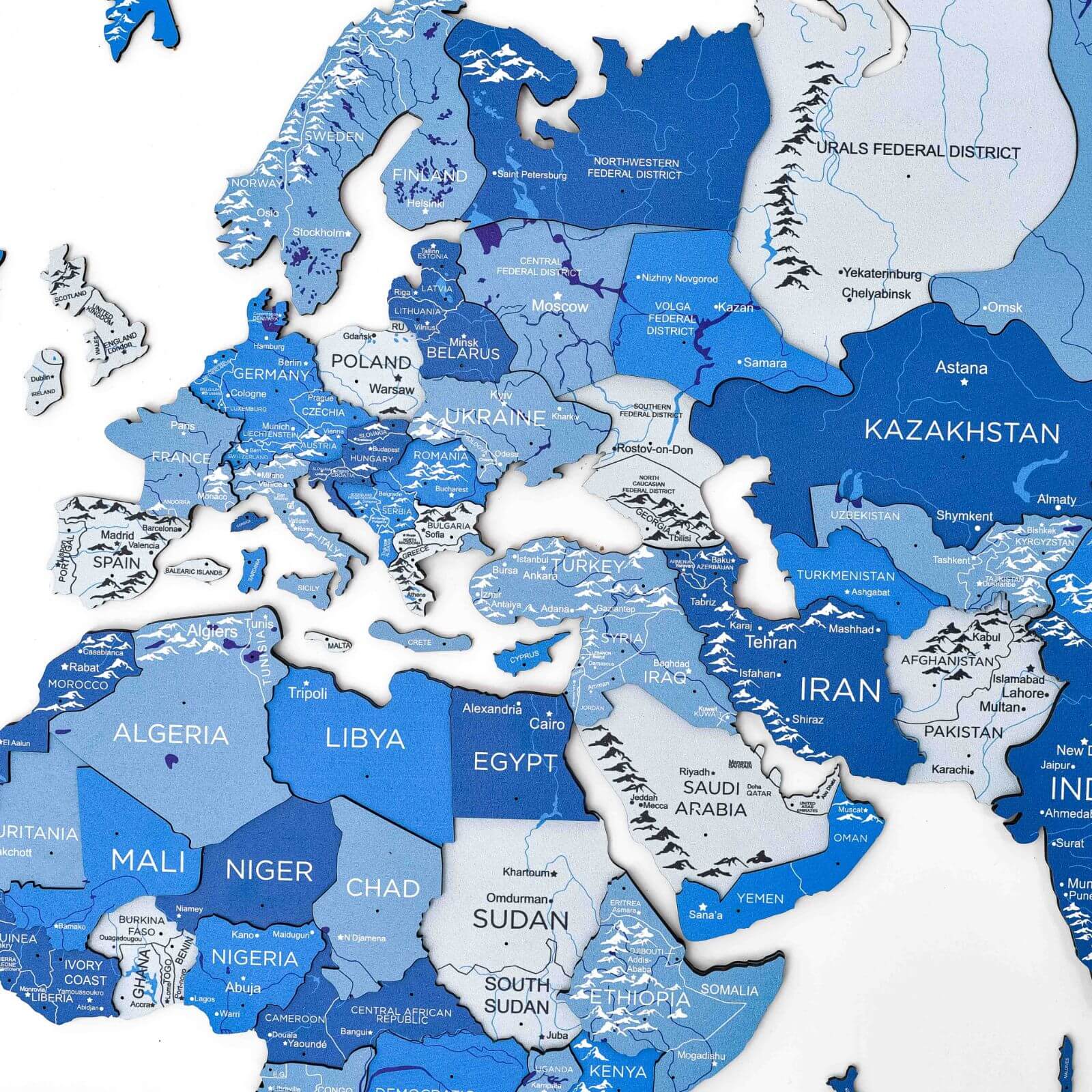 3D colored world map