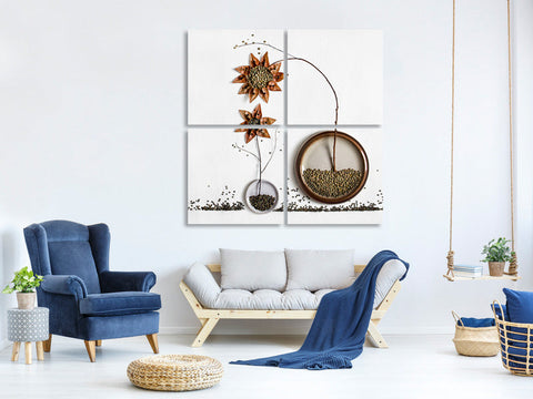 Leinwandbild 4-teilig Herbarium