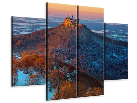 Leinwandbild 4-teilig Hohenzollern In Winter Mood