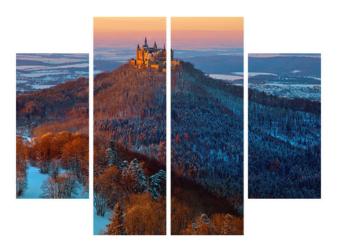 Leinwandbild 4-teilig Hohenzollern In Winter Mood