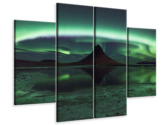 Leinwandbild 4-teilig Kirkjufell Aurora