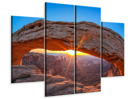 Leinwandbild 4-teilig Sonnenuntergang am Mesa Arch