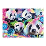 Neon Blumen Pandas 1000 Teile