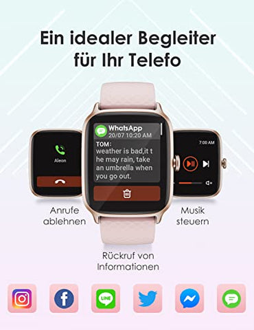 Smartwatch Damen, Fitnessuhr Damen mit Schlaf- und Pulsmesser, 5ATM wasserdichte Smartwatch für Kinder, Schrittzähler Uhr Damen, Kompatibel mit iOS und Android, Activity Tracker