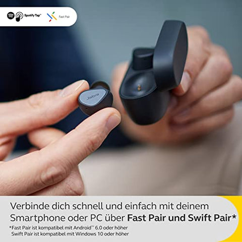 Jabra Elite 4 schnurlose In-Ear-Kopfhörer mit aktiver Geräuschunterdrückung - bequeme Bluetooth-Kopfhörer mit Spotify Tap Playback, Google Fast Pair, Microsoft Swift Pair und Multipoint - Dunkelblau
