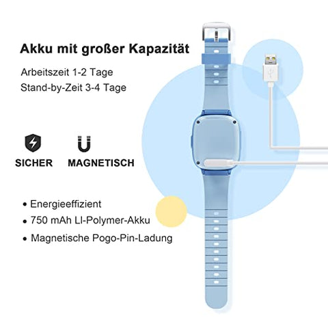 PTHTECHUS® Kinder Smartwatch Telefon mit GPS 4G, Videoanruf Sprachchat Kinder Anrufen Uhr mit GPS Tracker SOS Kamera APP-Verwaltung Armband Kompatibel Android und IOS für Jungen Mädchen Geschenk