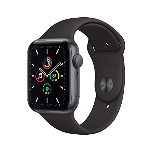 Apple Watch SE (GPS, 44MM) Aluminiumgehäuse Space Grau Schwarz Sportarmband (Generalüberholt)