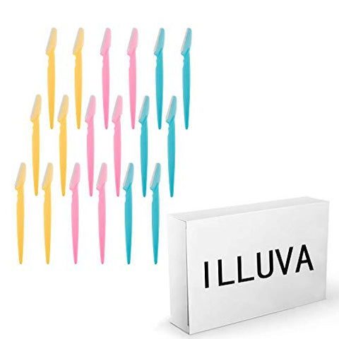 ILLUVA 18 Stück Augenbrauenrasierer, sicherer Gesichtshaarentferner, Gesichtsrasierer, Peeling-Dermaplaning-Werkzeug für Damen und Herren