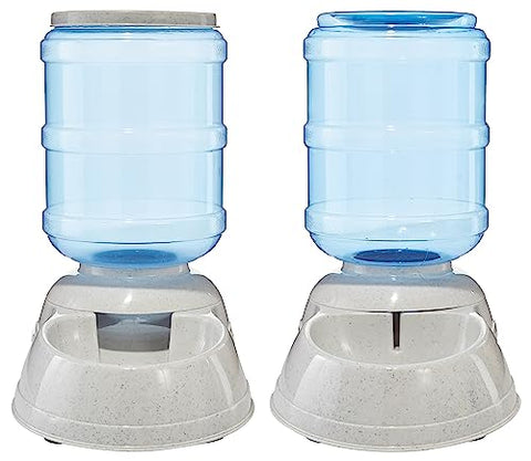 Amazon Basics Futter- und Wasserspender für Hunde, Größe L, Weiß, Klar
