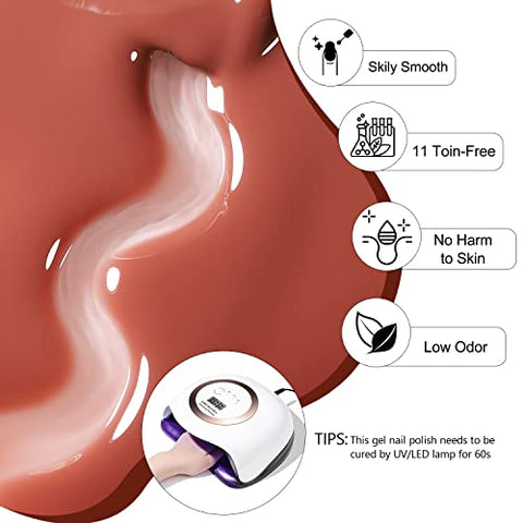YOKEFELLLOW 10ml Bräunlich Rot UV Gel Nagellack,Nudefarben Nude Jelly Gel Transparent Semi Permanent Gellack,für Nagel Design LED Einweichen von Varnish Gel