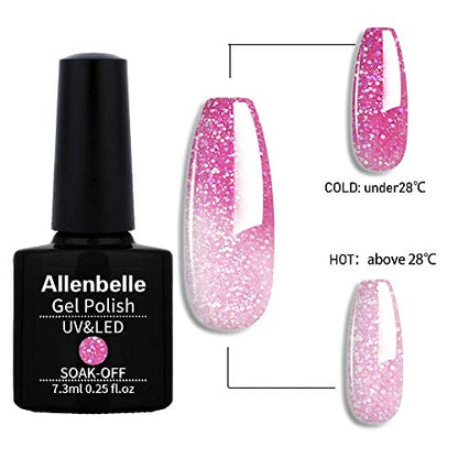 Allenbelle Thermo UV Nagellack mit abgetrenntem Decklack Basislack 7,3 ml 7