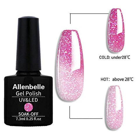 Allenbelle Thermo UV Nagellack mit abgetrenntem Decklack Basislack 7,3 ml 7