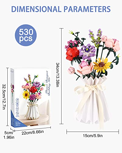 Birshe Blumensträuße Blumenstrauß Bausteine Künstliche Blumen Icons Sukkulenten für Inneneinrichtung Dekoblumen Kinderspielzeug zum Basteln für Erwachsene, Geschenk für Sie & Ihn, Botanical Collection