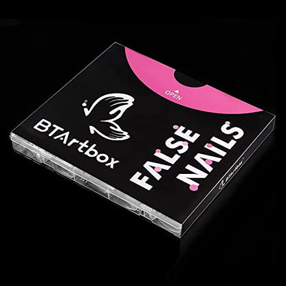 BTArtbox 500 Stück Mandel Tips für Nägel Mittel Full Cover Almond Nail Tips für Gelnägel Klare Acryl Nageltips Mandelform Künstliche Fingernägel mit Box, für Nagelstudios und DIY-Nagelkunst, 10 Größen