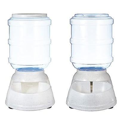 Amazon Basics 2 Stück, Hundefutter- und Wasserspender, Futter- und Wasserspender für Haustiere, Größe S, Klar, Grau