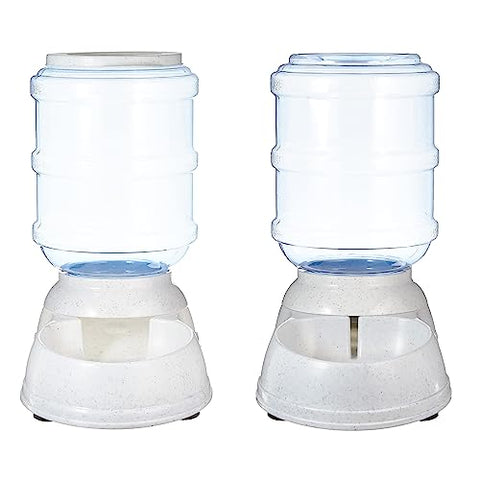 Amazon Basics 2 Stück, Hundefutter- und Wasserspender, Futter- und Wasserspender für Haustiere, Größe S, Klar, Grau
