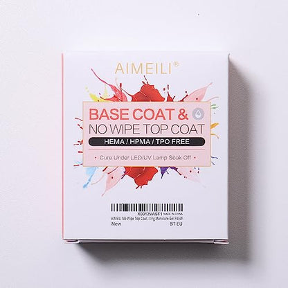 AIMEILI Base Coat Top Coat UV LED Gel Nagellack Gellack Unterlack & Überlack Set Nägel Maniküre Kit 2×10ml