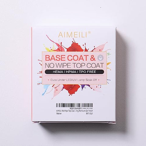 AIMEILI Base Coat Top Coat UV LED Gel Nagellack Gellack Unterlack & Überlack Set Nägel Maniküre Kit 2×10ml
