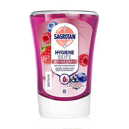 Sagrotan No-Touch Nachfüller Brombeere und Waldfrüchte – Für den automatischen Seifenspender – 5 x 250 ml Handseife