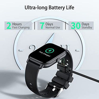 Smart Watch for Men Women Answer/Make Call, 1.85'' Screen Fitness Watch, Heart Rate Monitor, Smartwatch with Step Counter, IP68 Waterproof, 112 Sports Modes Activity Fitness Tracker for Android IOS